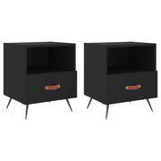 Set di 2 Comodini | Armadio da Notte | Mobiletto da notte Neri 40x35x47,5 cm in Legno Multistrato