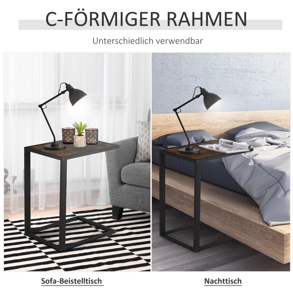 Tavolino da caff¨¨ in MDF con gambe in metallo ¨C zephmum ¨C marrone rustico 40.6x50.8x64.2 cm