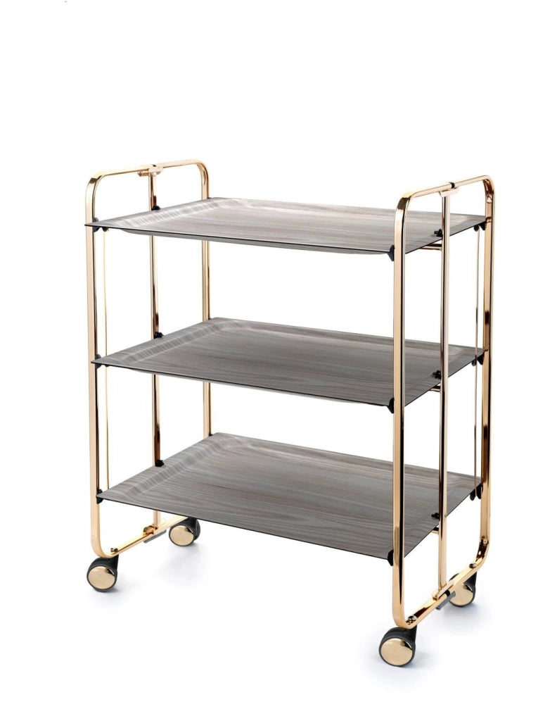 Carrello da cucina pieghevole dorato con ruote BAUHAUS 3 ripiani