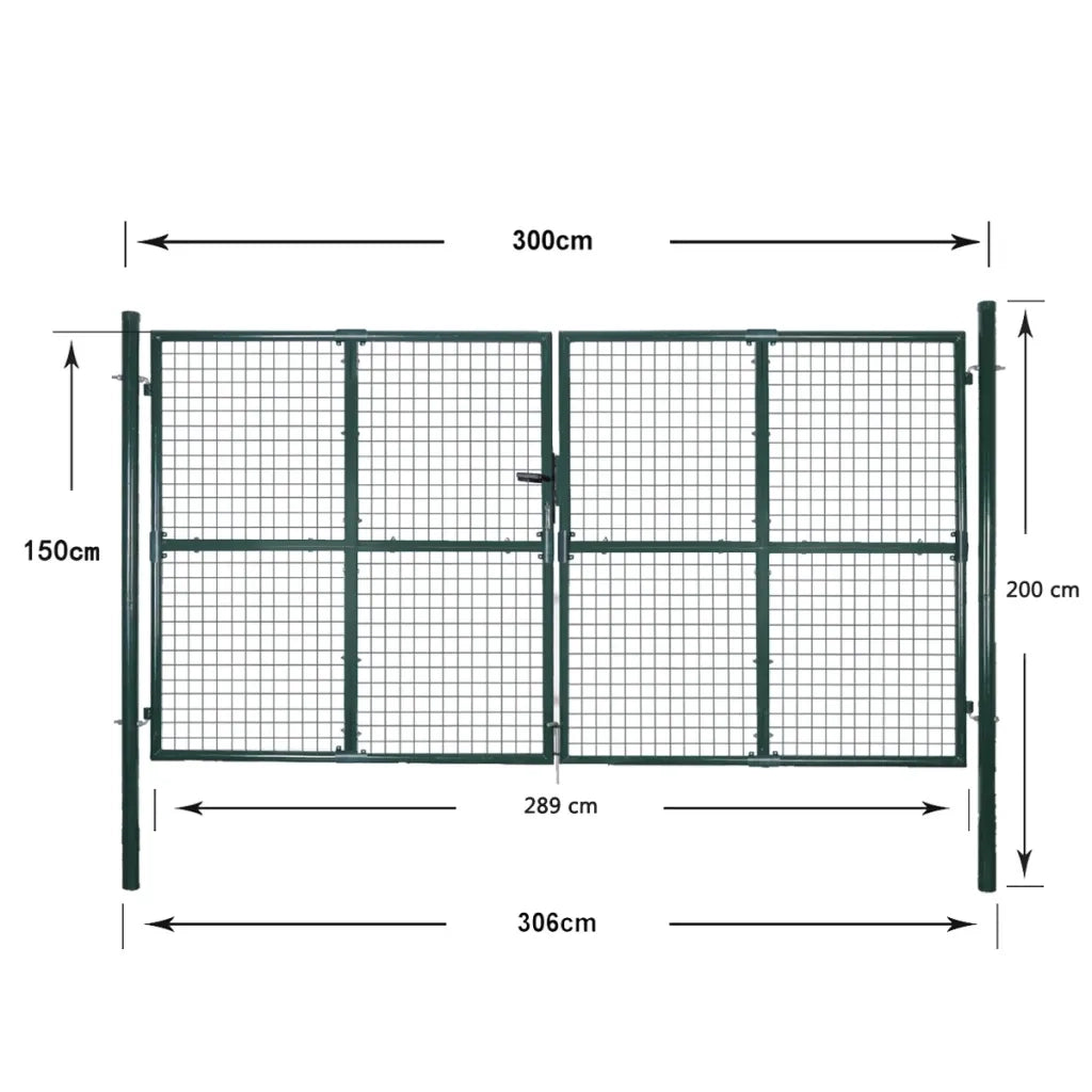Cancello per Recinzione a doppia Porta 300x150 cm in Acciaio verniciato a Polvere 142025