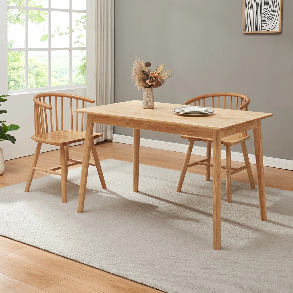 Tavolo da Pranzo Klijori Tavolo da Cucina in Legno di Hevea 140x70 cm color Naturale [en.casa]