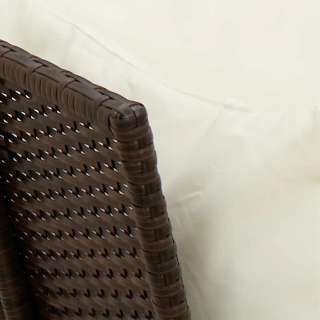 Divano da Giardino con Cuscini in Polyrattan Marrone