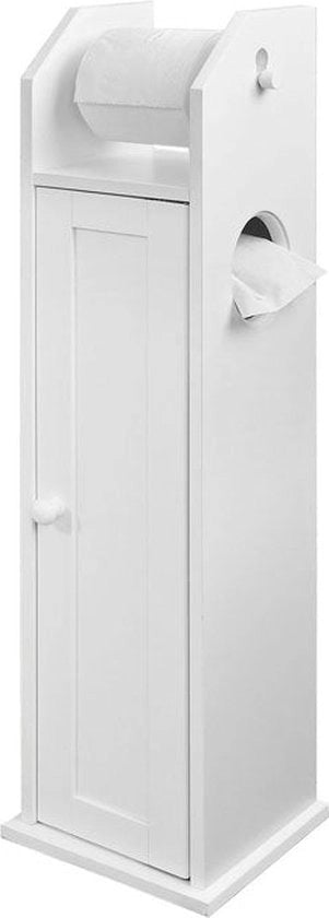 Cassetta da Bagno Bianca - Supporto per Carta igienica - Organizzatore di Ripostigli - Disegno Spazievolutivo - Funzione di Circolazione dell'Aria - Dim. ca. B20 x D18 x H78 cm