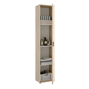 Colonna bagno Arrow, Mobile pensile bagno, Armadio alto multiuso a 1 anta, 39x35h190 cm, Rovere
