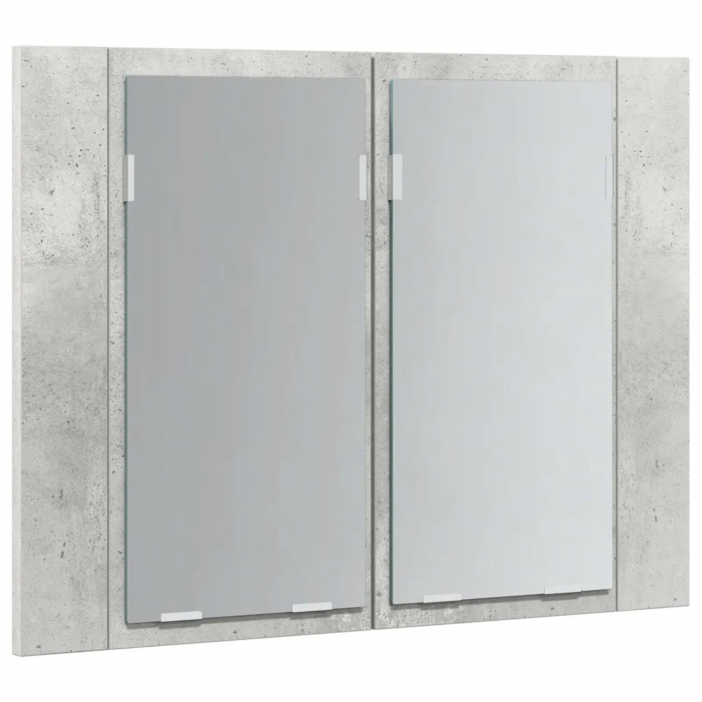 Armadietto a Specchio | Armadio da bagno con Luci LED Grigio Cemento in Acrilico
