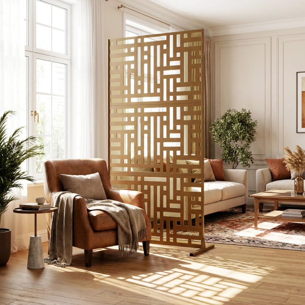 Pannello Divisorio Bernalda Struttura Traforata in Acciaio 180 x 90 cm Marrone casa.pro