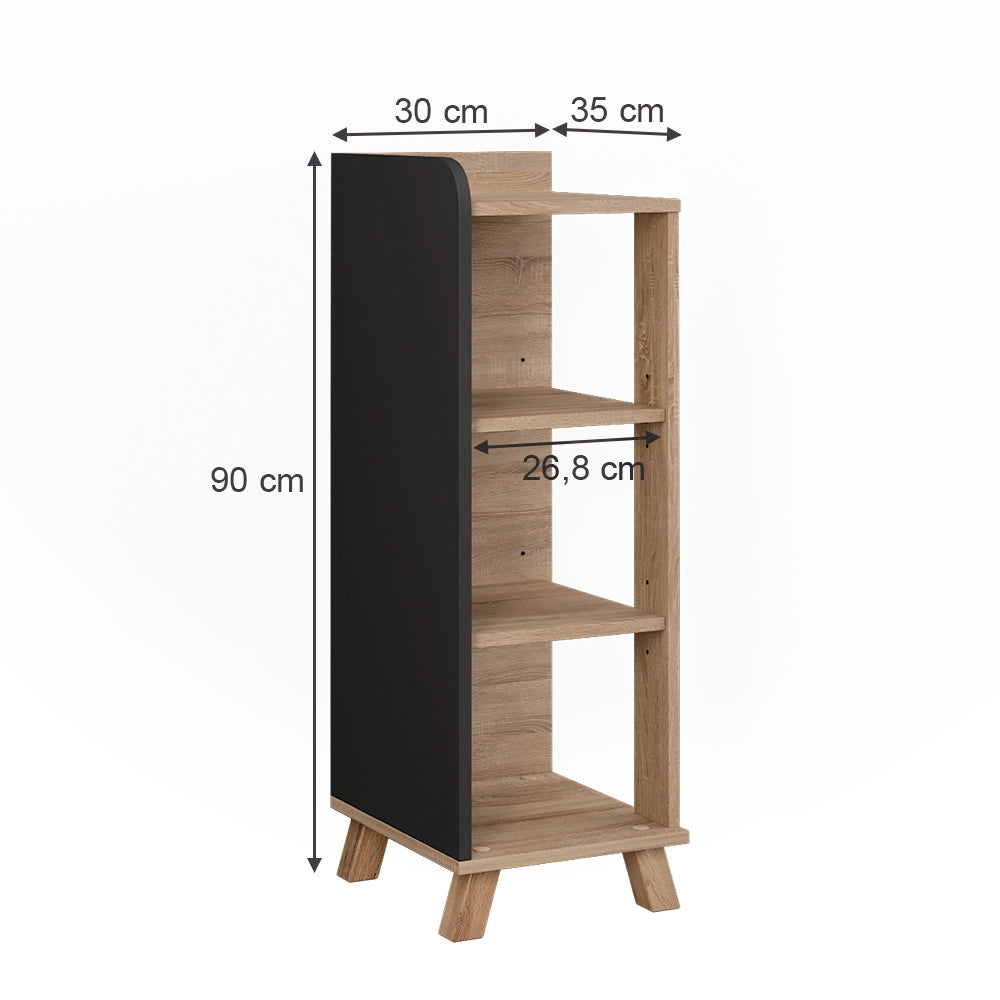 Vicco Mobiletto midi Sonoma/antracite 30 x 90 cm con 4 ripiani