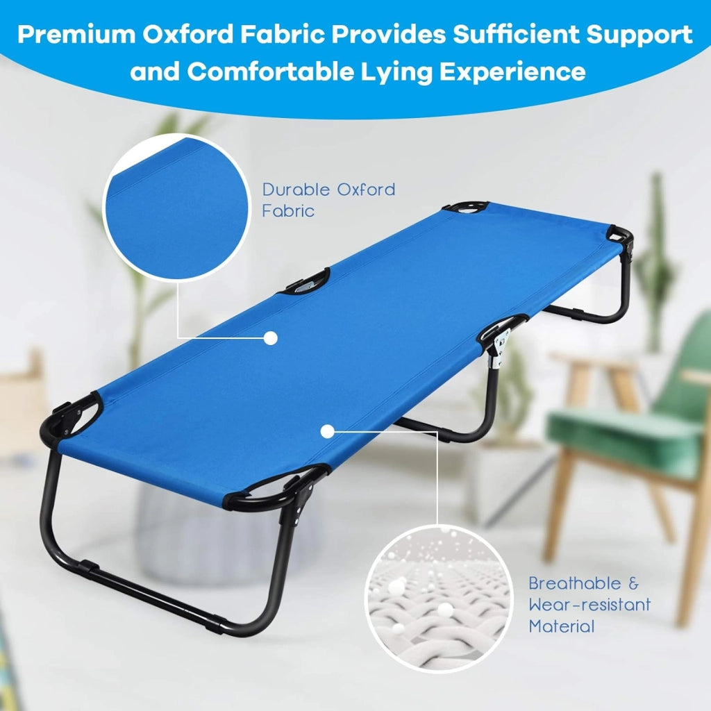 Letto Pieghevole per Campeggio, Letto Portatile con Base in Metallo per Interni ed Esterni, Capacità di Carico di 150 kg per Viaggi, Escursionismo, Pesca, 192x56x31cm