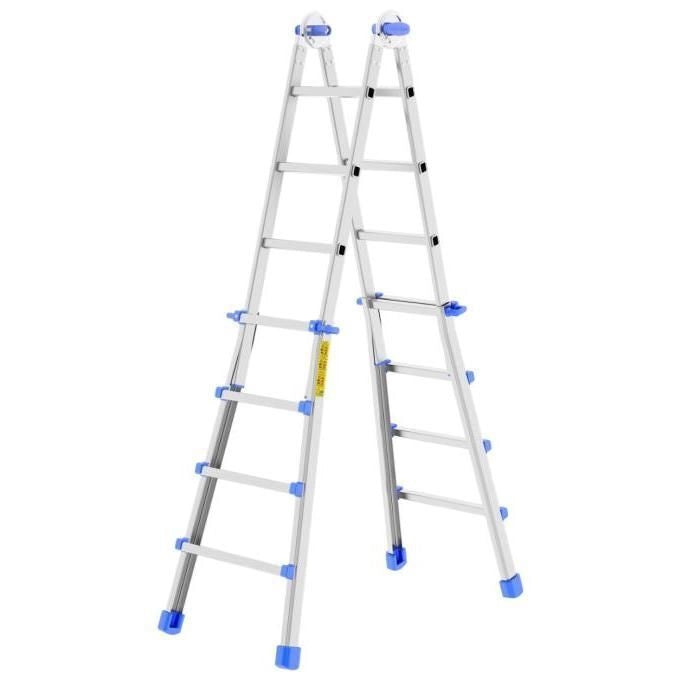 Colombo New Scal Eiffel – Scala Pieghevole a Sfilo 10 Gradini in Alluminio, Altezza Max 460 cm, Portata 100 Kg, Piedini Antiscivolo, Garanzia 5 Anni, colore Acciaio inox