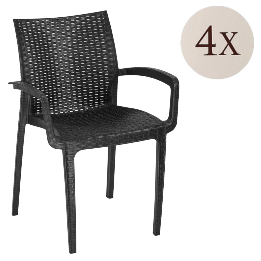 Buono, set di Sedie 4 Sedie Made in Italy, Nero Antracite
