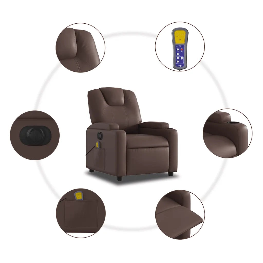 Poltrona Massaggiante | Sedia Relax Elettrica Marrone in Similpelle