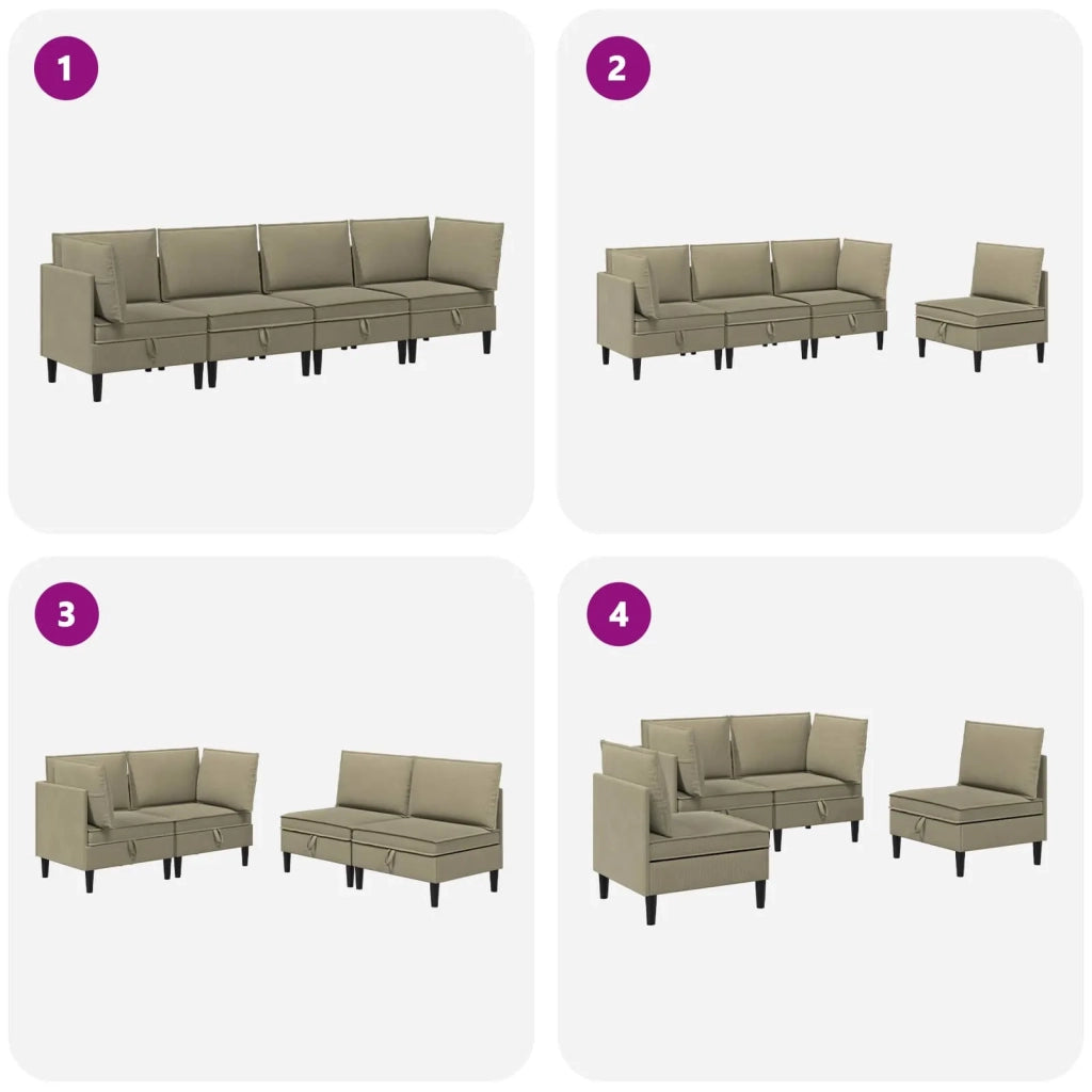 Set di mobili per il soggiorno 4 pcs Cachi Tessuto 3413794