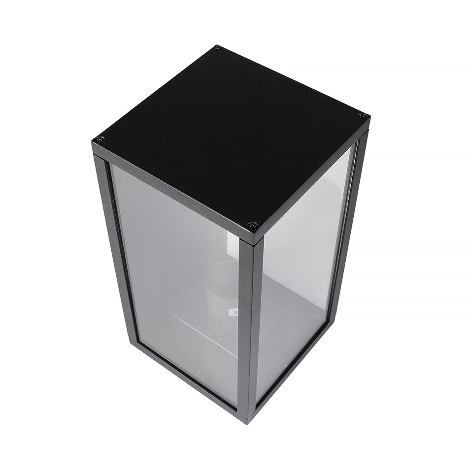 LAMPADA DA PARETE IP44 PER INTERNI ED ESTERNO IN ALLUMINIO NERO CON ATTACCO E27 - IDEALE PER GIARDINI INGRESSI E VERANDE