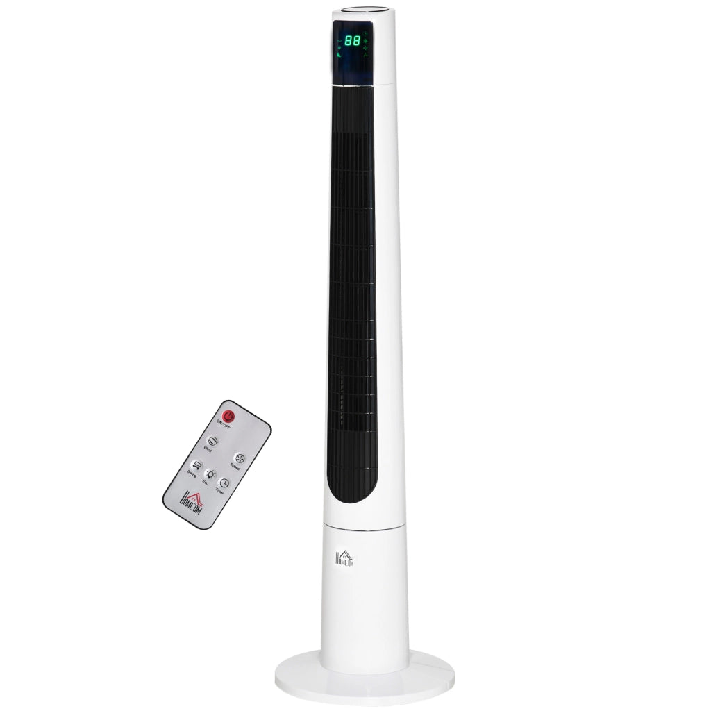 Ventilatore a Torre 50W a 3 Modalit¨¤ e 3 Velocit¨¤ con Timer da 12h, in ABS, ?32x118.2 cm, Bianco