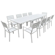 Set di mobili da giardino allungabili VENEZIA 132/264 in alluminio bianco - 10 posti a sedere