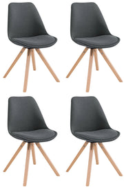 Set di 4 sedie per visitatori Toulouse Fabric Square grigio scuro,natura