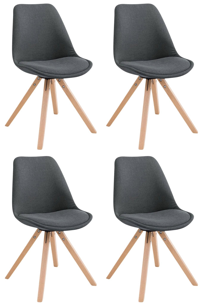 Set di 4 sedie per visitatori Toulouse Fabric Square grigio scuro,natura
