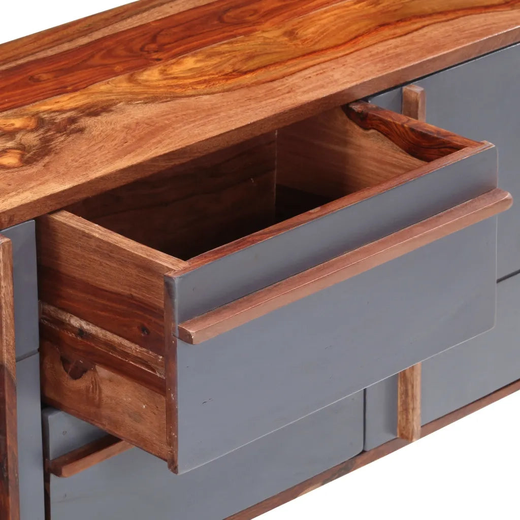 Credenza Grigia 120x30x55 cm in Legno Massello 286371