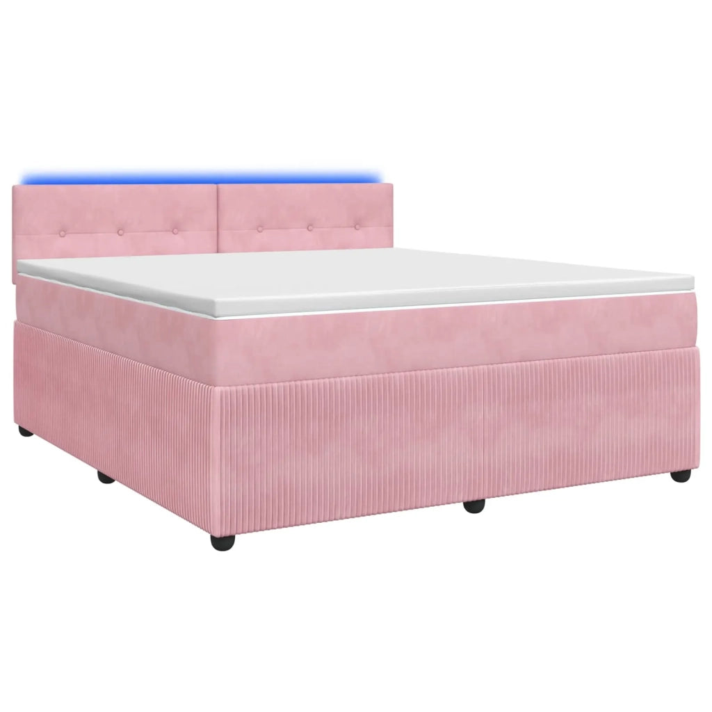 Letto box spring con materasso Rosa 140 x 190 cm Velluto 3453142
