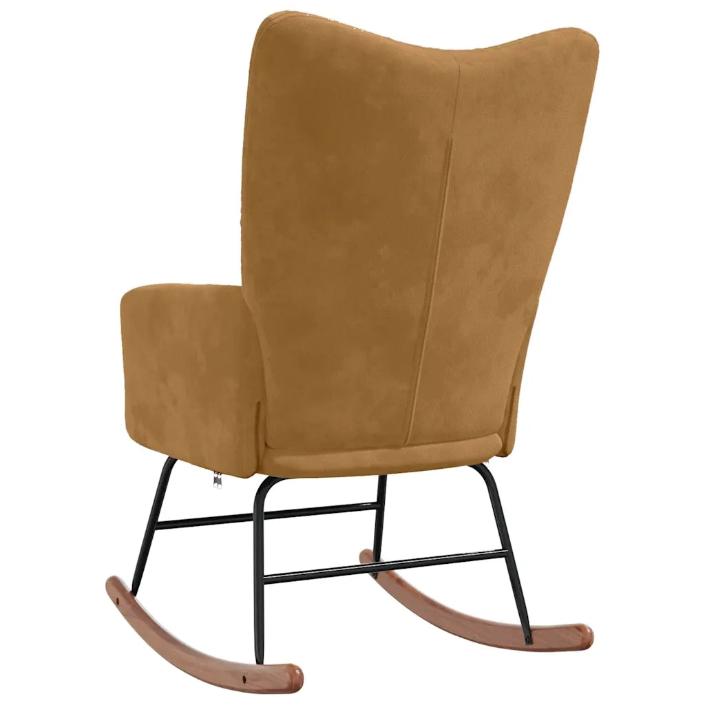 Sedia a Dondolo Marrone in Velluto 328147