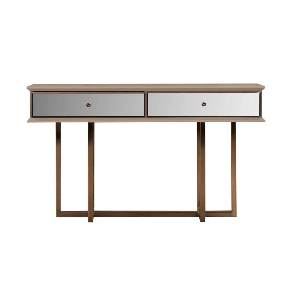 Dresser Eliza gambe oro e 2 cassetti finitura vizon cream 140.5x45.5x80.3H