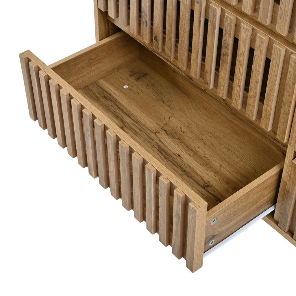 Credenza con 6 cassetti e 5 piedi con supporto centrale regolabile per soggiorno e camera da letto 120 × 40 × 81 cm