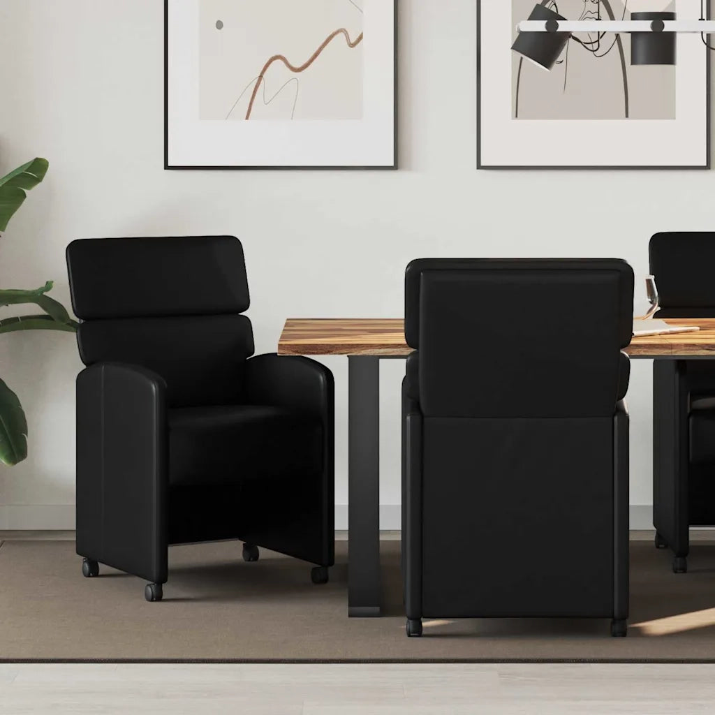 Sedie da Pranzo con Ruote con ruote 2 pcs Nero 58 x 65 x 98 cm