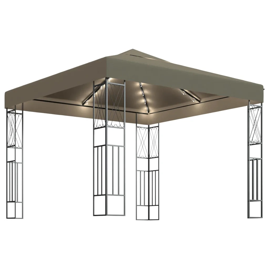 Gazebo con Luci a Stringa LED 3x3 m in Tessuto Grigio Talpa cod mxl 66142