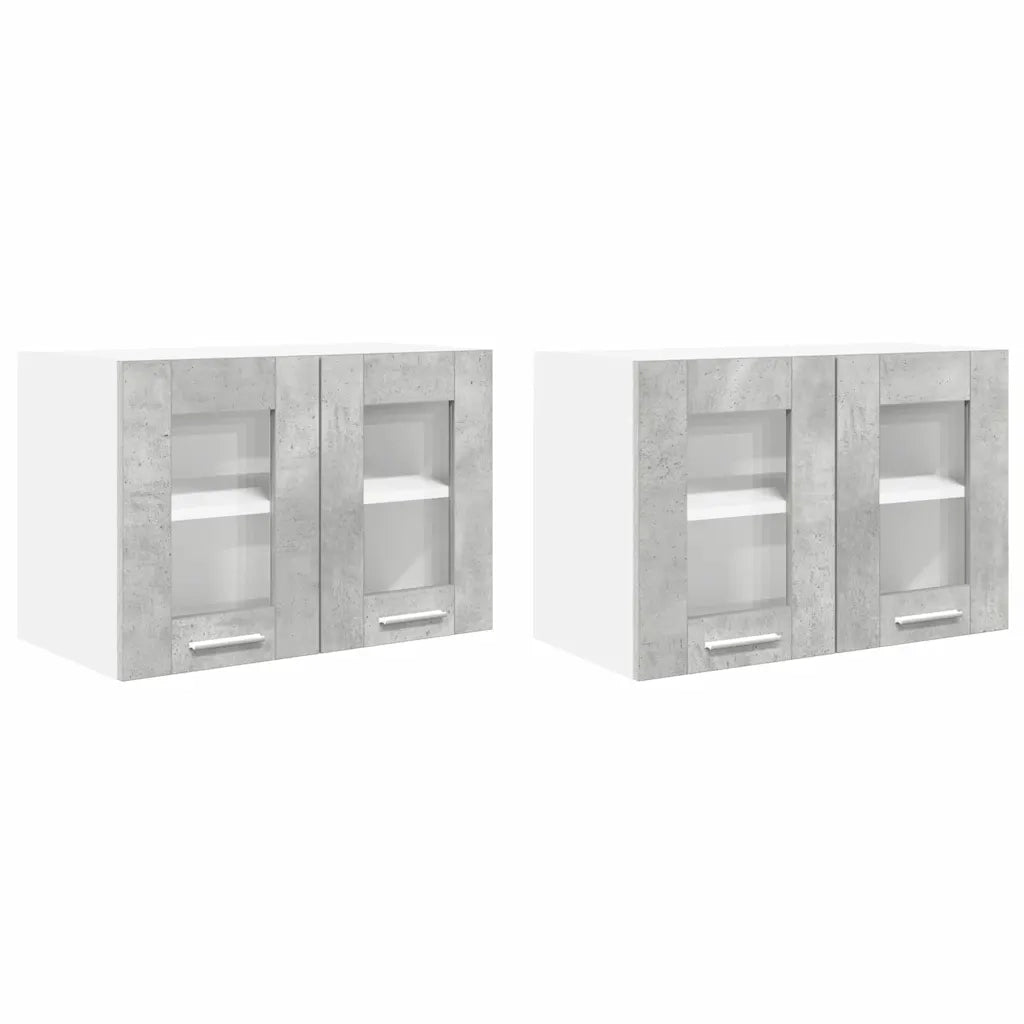 Armadio pensile con porta 2 pcs Grigio cemento 60 x 31 x 40 cm 884217