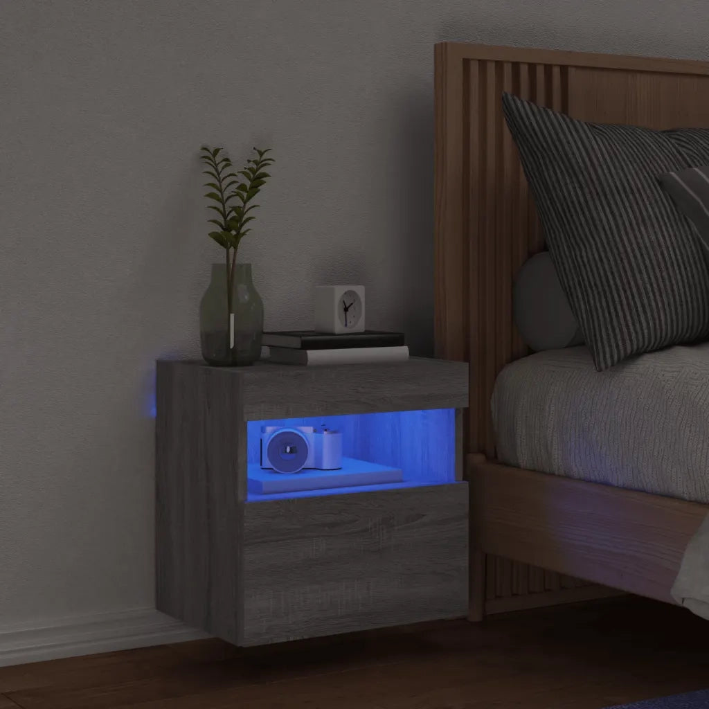 Mobile TV a Parete con Luci LED Grigio Sonoma 40x30x40 cm 837179