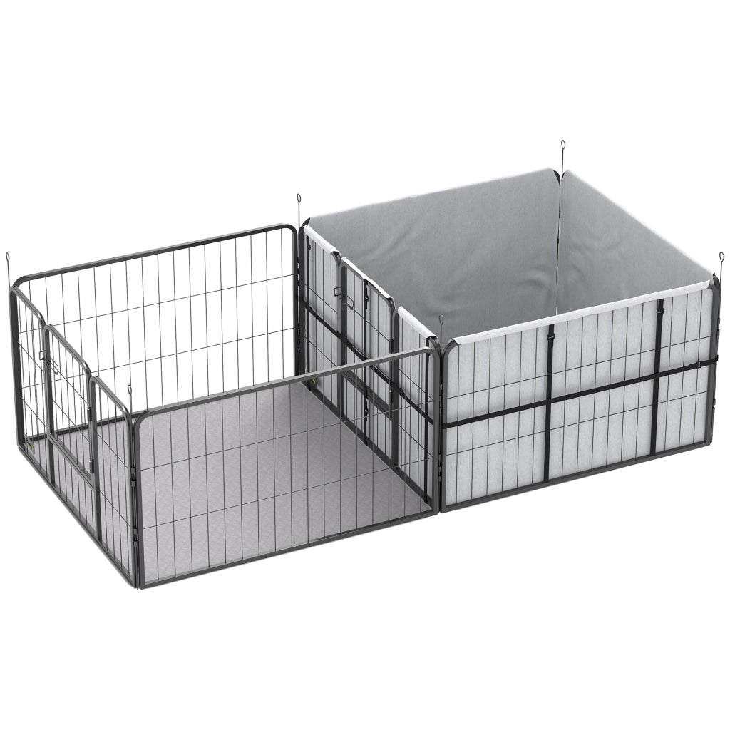 Recinto per Cuccioli con 7 Pannelli ¨C zephmum ¨C 203x102x60cm Nero