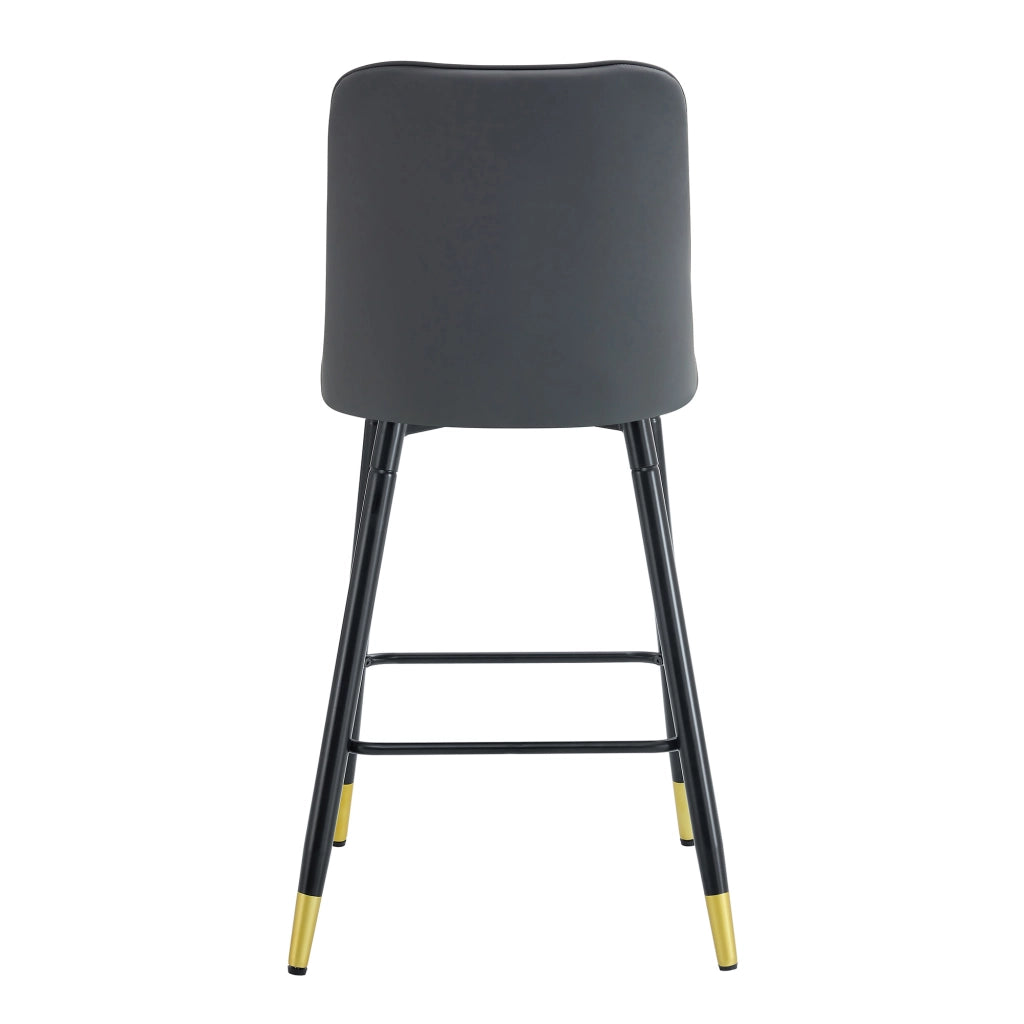 Sgabello da Bar Set da 2 con Schienale Ergonomico e Poggiapiedi, in Metallo e Similpelle, Grigio Scuro e Bianco, 100 cm