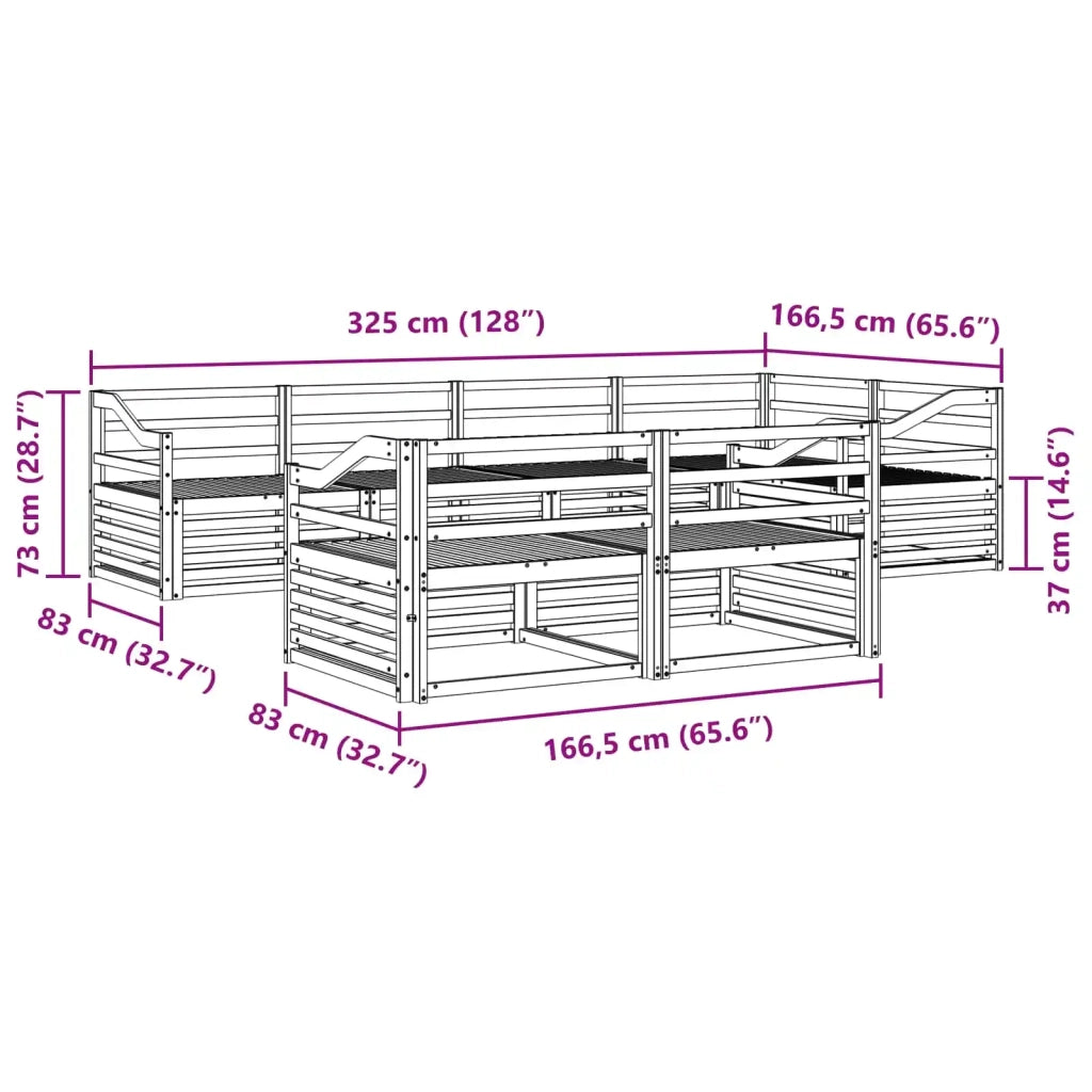 Set di divani da esterno 7 pcs Naturale 3373634