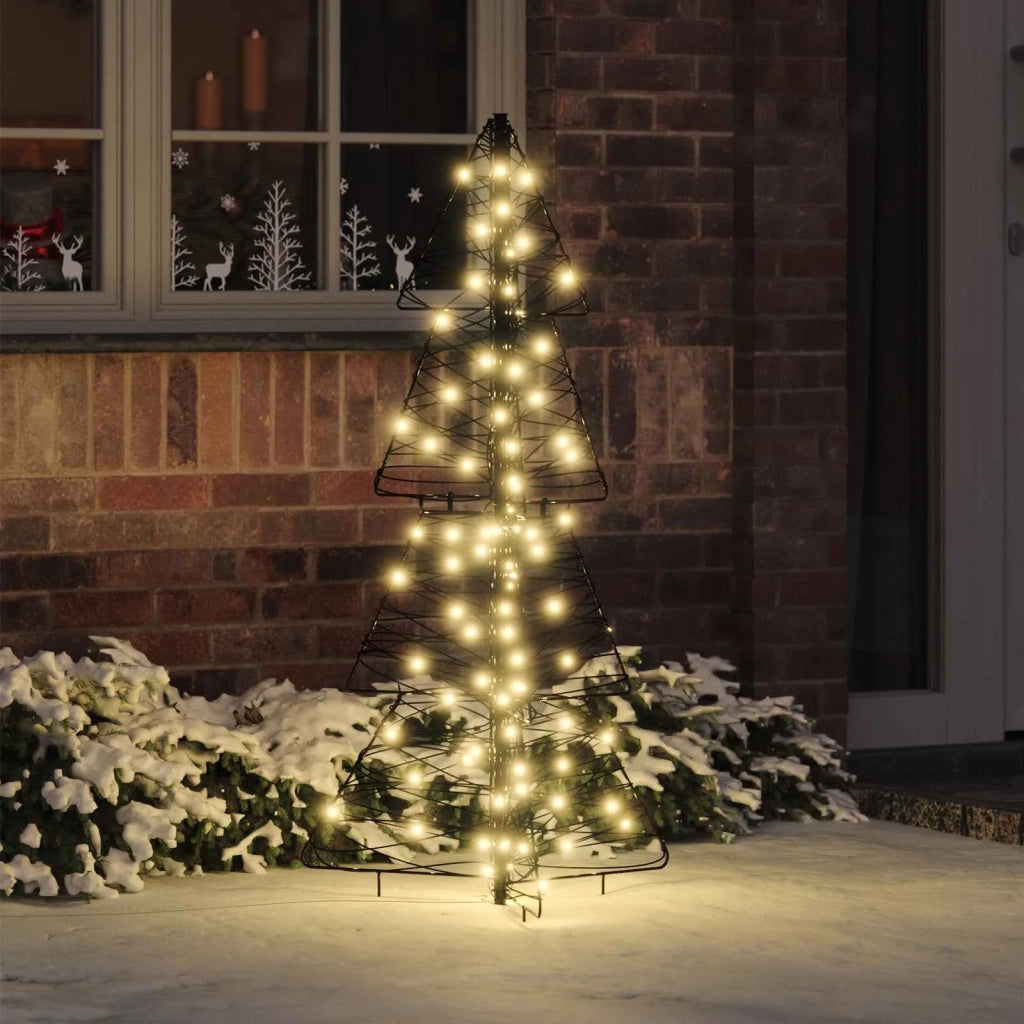 Albero di Natale | Decorazioni natalizie con 100 LED Bianco caldo 120 cm Rattan