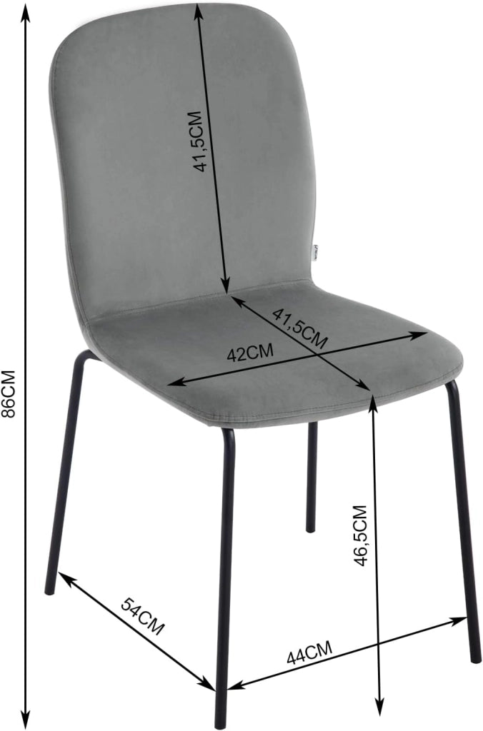 Sedie Sala da Pranzo 4 Pezzi, Sedie da Cucina, Sedie da Pranzo con Schienale, Senza Braccioli, per Soggiorno, Camera da Letto, in Velluto e Metallo, Grigio Scuro, EZS41dgr-4