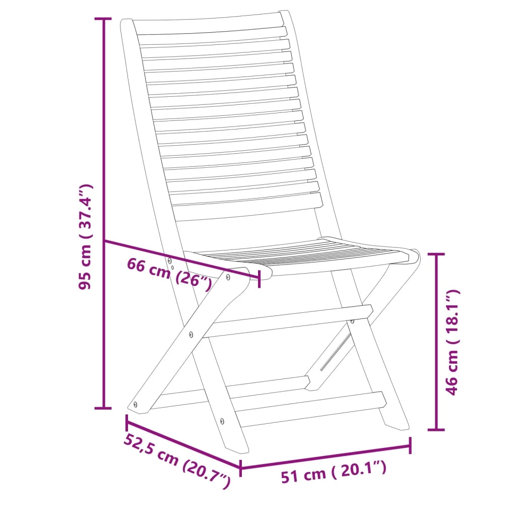 Sedie da Giardino Pieghevoli 2 pz | Sedie da Esterno in Legno Massello di Acacia