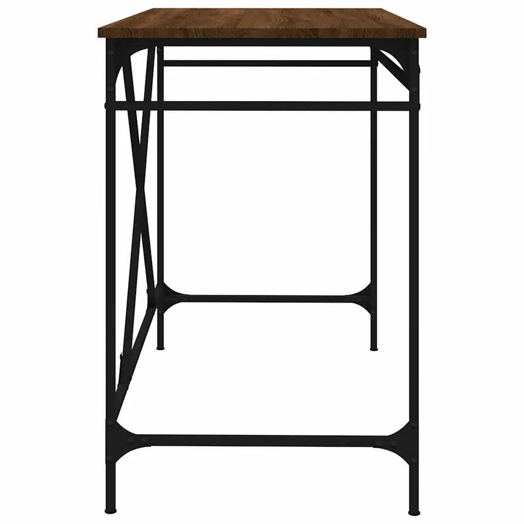 Scrivania | Tavolo da Ufficio Rovere Marrone 100x50x75 cm Legno Multistrato e Ferro