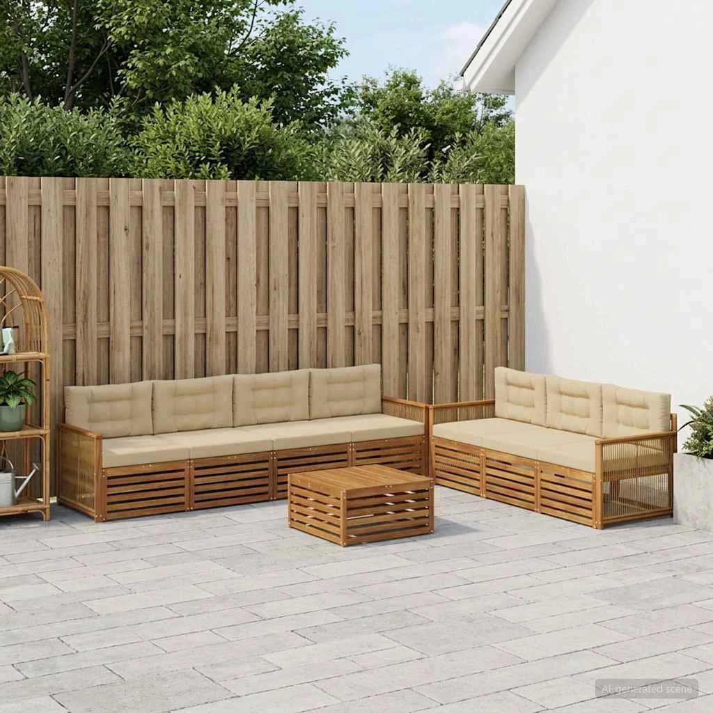 Set di divani da esterno 8 pz Naturale e Beige 3383121