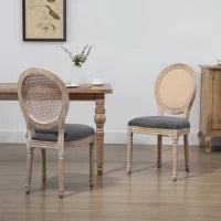 Set di 2 Sedie da Sala da Pranzo - Sedia da Salotto medaglione Stile Luigi XVI - Legno Massello scolpito, patinato