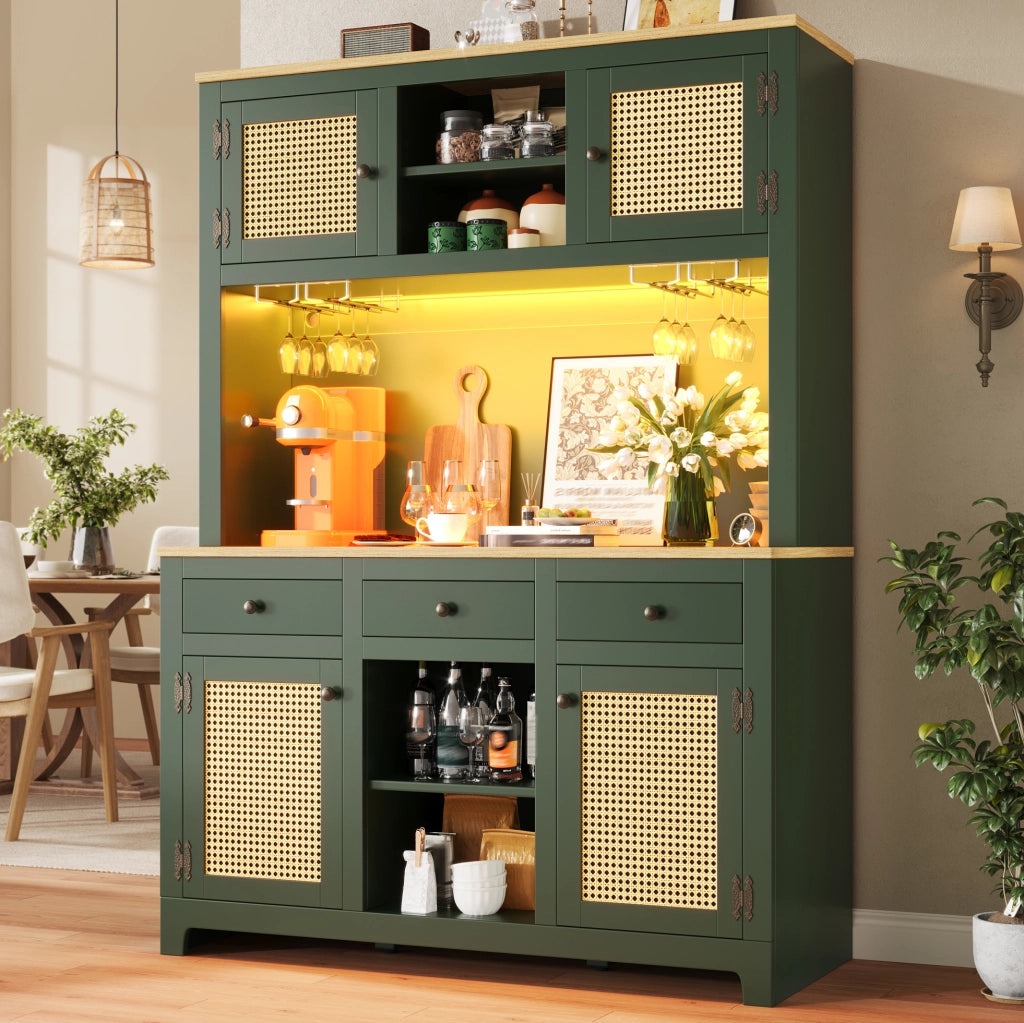 Credenza alta 120x40x180 cm con luci a colori; in MDF; verde antico