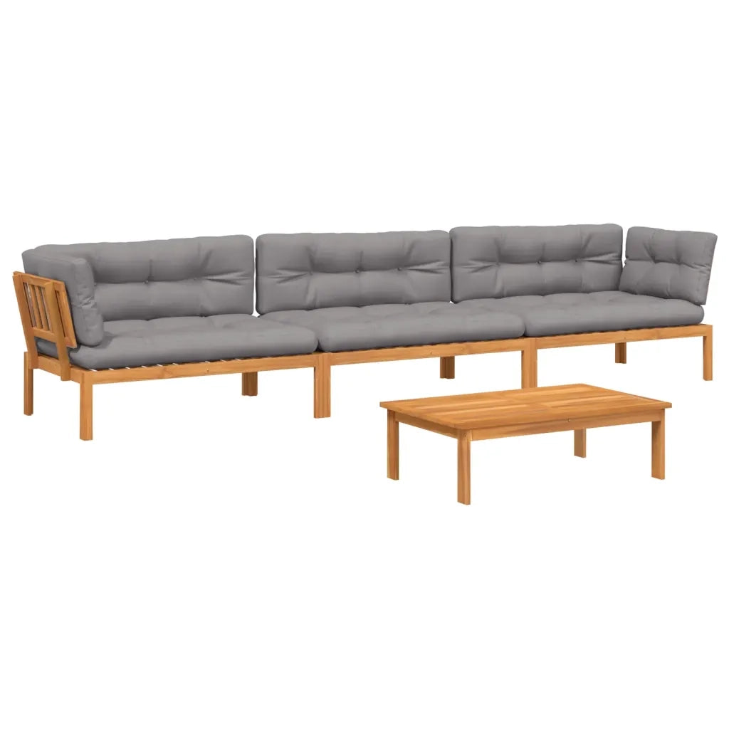 Set Divani Pallet Giardino 4pz Cuscini Legno Massello Acacia