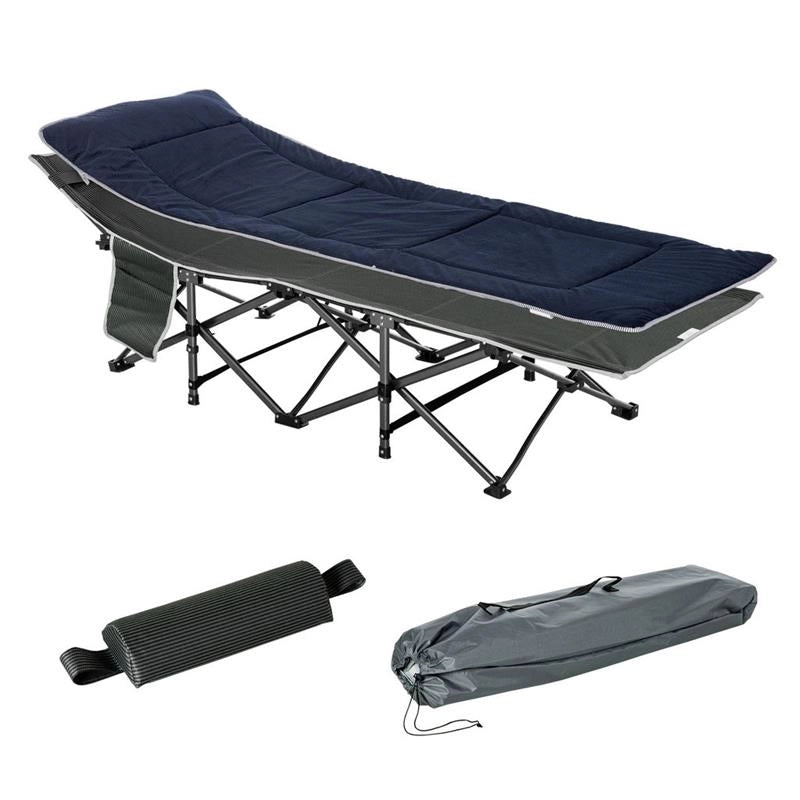 LETTINO PIEGHEVOLE DA CAMPEGGIO PER ADULTI CON CUSCINO188 X 64.5 X 53 CM BLU