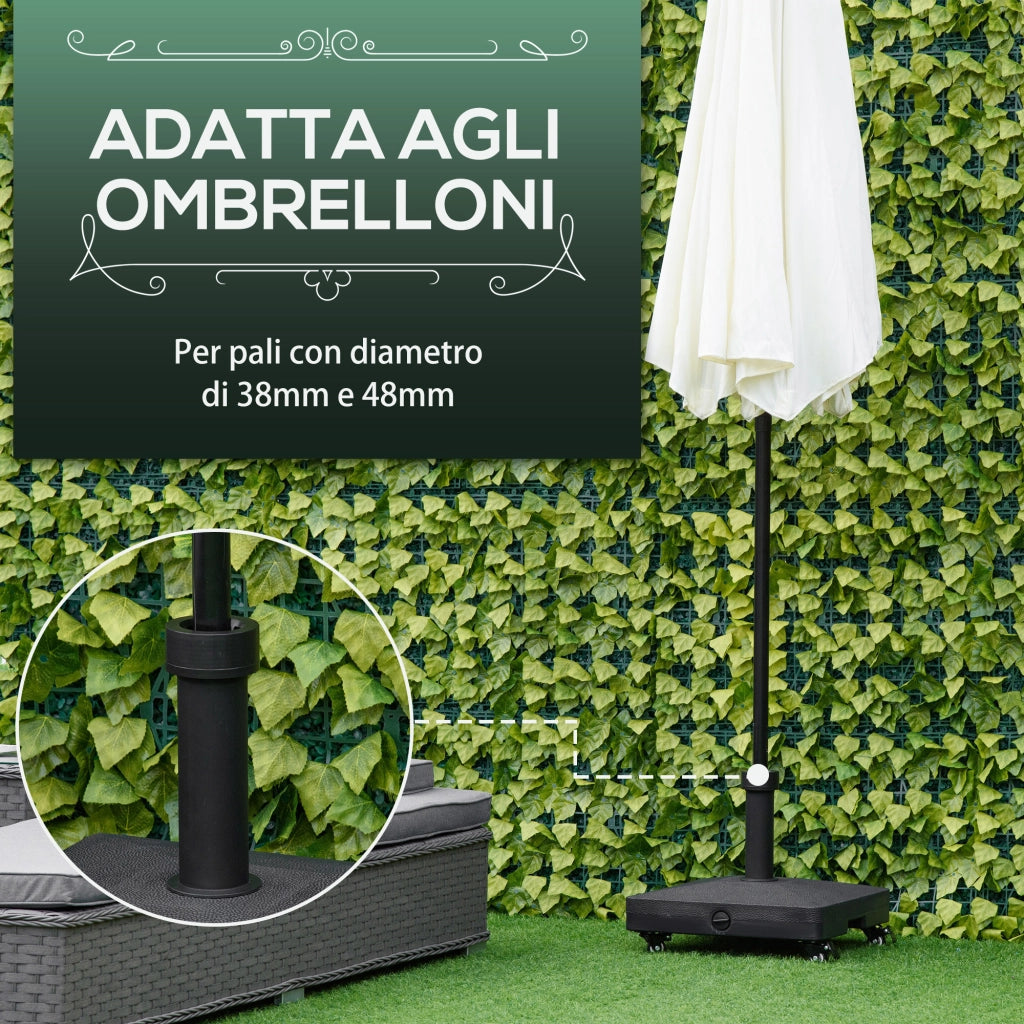 Base per Ombrellone con Ruote Riempibile ¨C Zephmum ¨C Nero 45x45x39cm