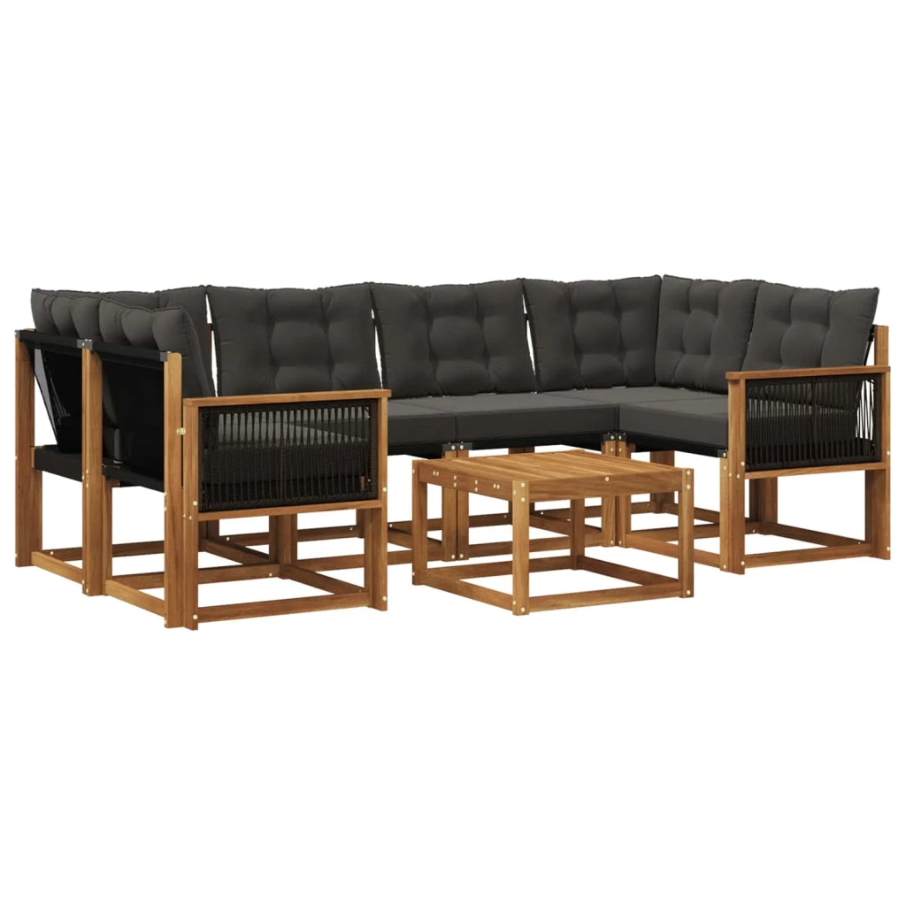 Set di divani da esterno 7 pz Naturale e Nero 3381808