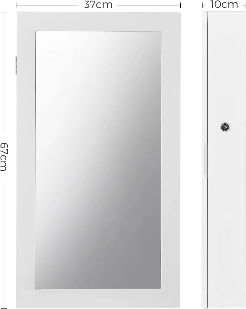 Valora ARMADIETTO PORTAGIOIE CON SPECCHIO JBC51W da parete con interno in velluto bianco