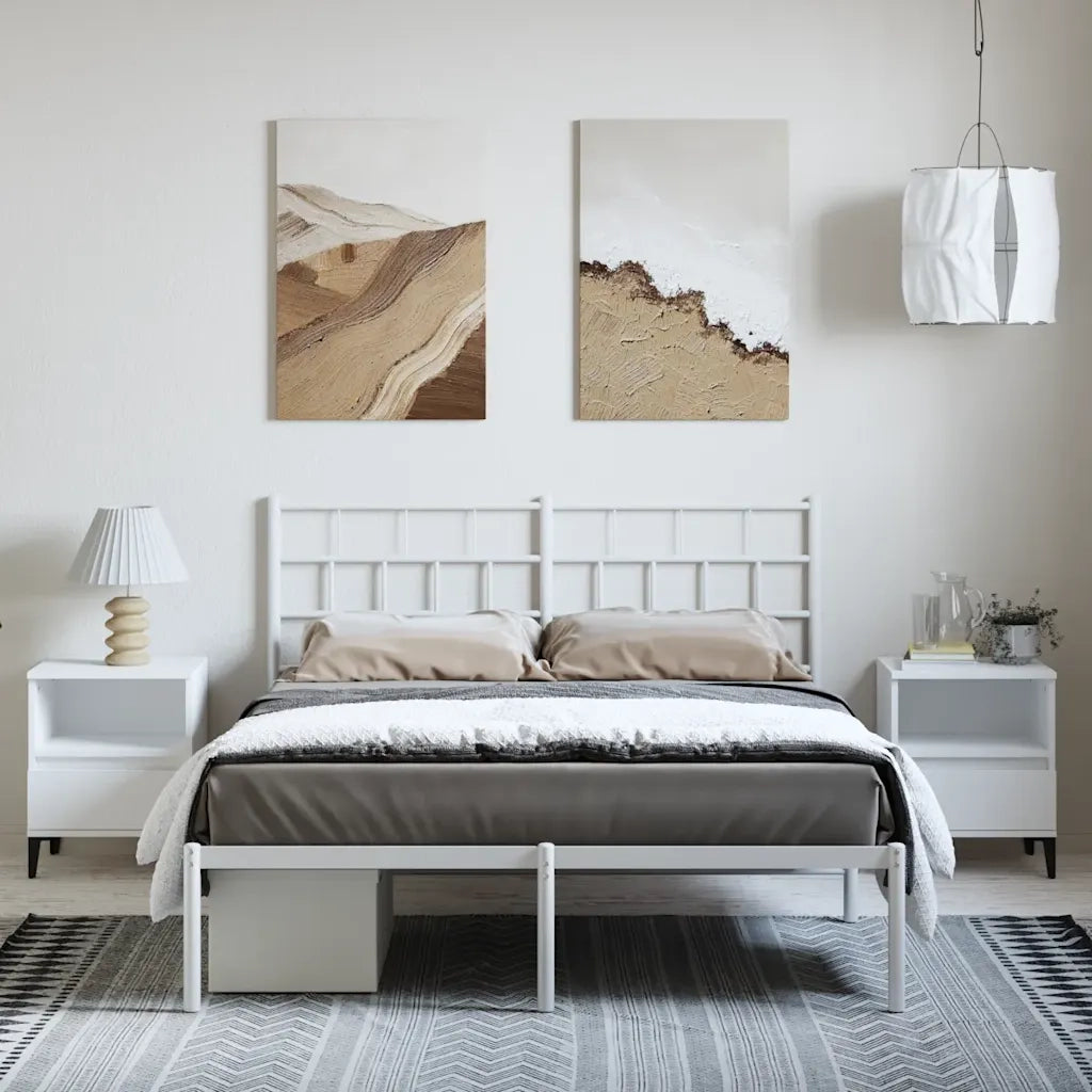 Giroletto con Testiera Metallo Bianco 150x200 cm 355710
