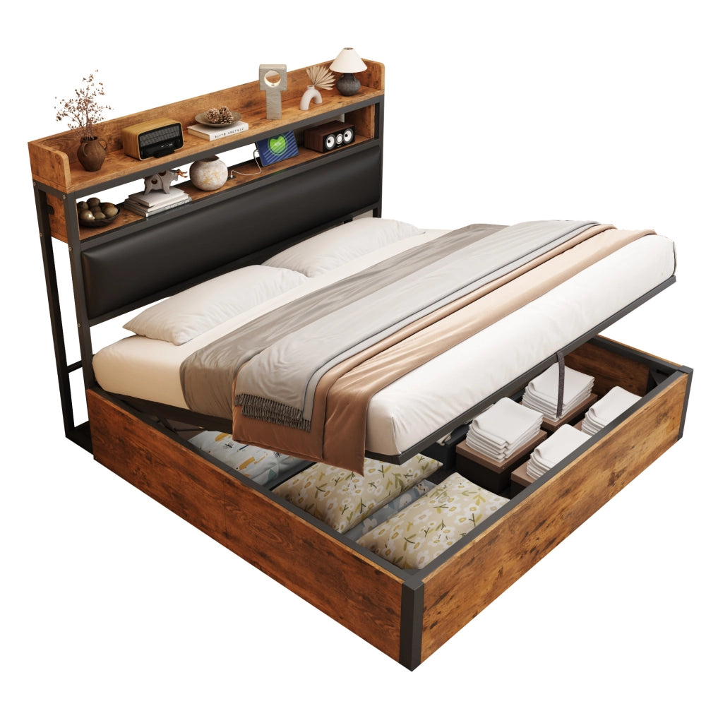 Letto matrimoniale 180x200 con contenitore idraulico e USB