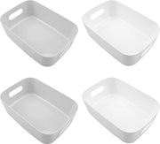 Set di 4 scatole di archiviazione in plastica senza coperchio Scatole di archiviazione in plastica con maniglie e cassetti apribili