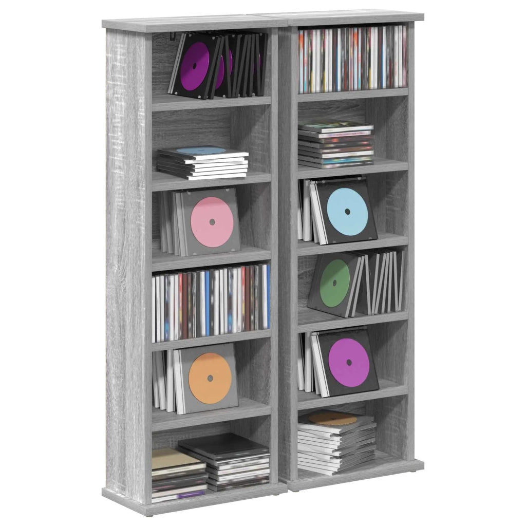 Mobile per CD 2 pz Sonoma grigio 60 x 17 x 92 cm 8012757