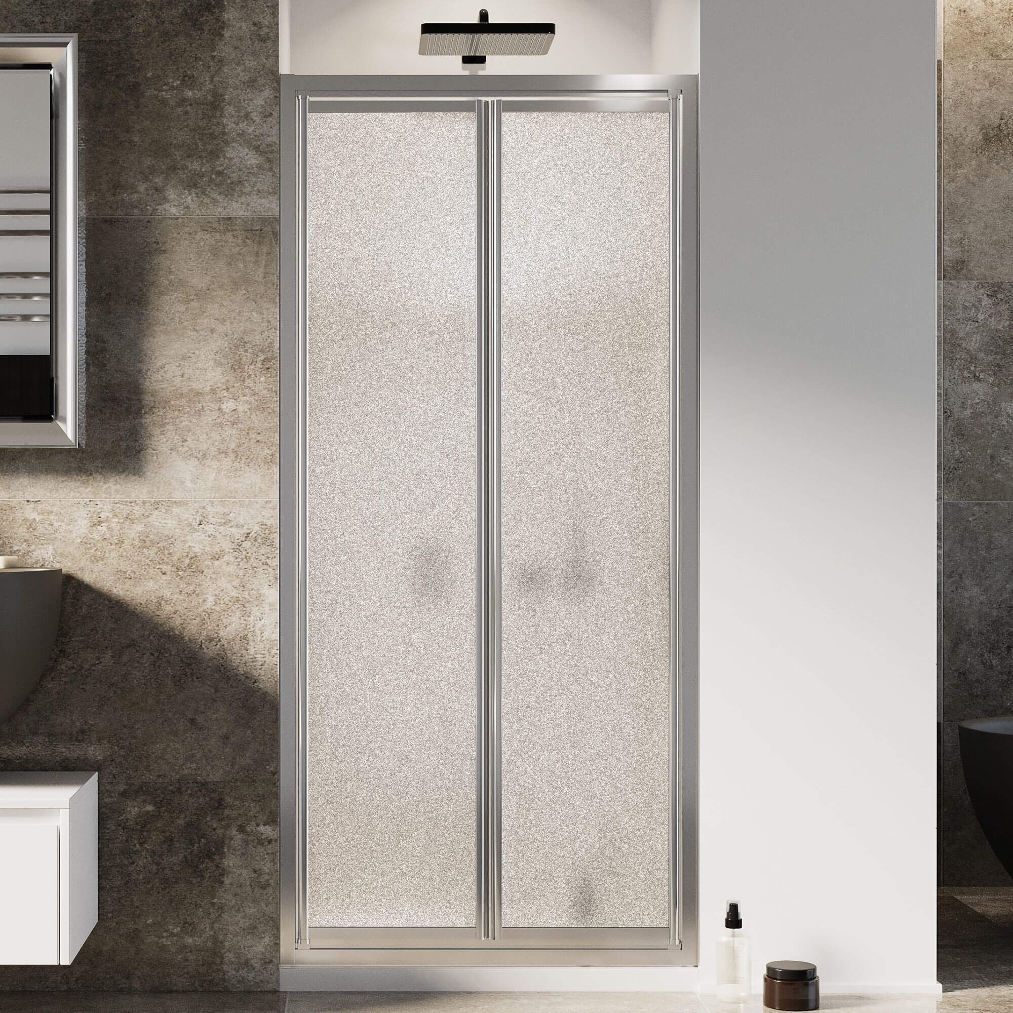 Porta Doccia 80 cm 2 Ante Battenti in Cristallo Opaco 4mm H185 Fosterberg Skagen